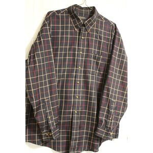 Brooks Brothers Mens Navy Blue Tan Red Windowpane Check Button Down Shirt XL